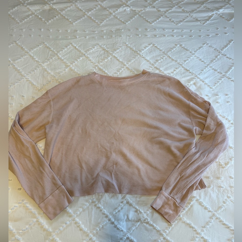 wild fable Long-Sleeve Cropped Ribbed Top - Dusty Rose